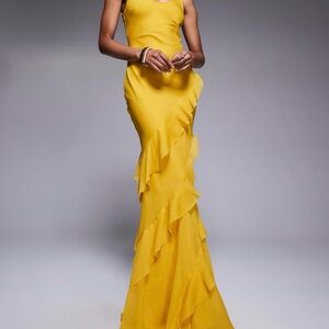 Elegant Yellow Evening Gown